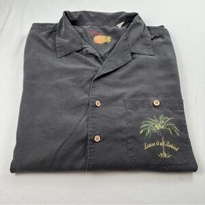 Caribbean Shirt Mens XLT Gray Paradise Island Sand Bar Short Sleeve